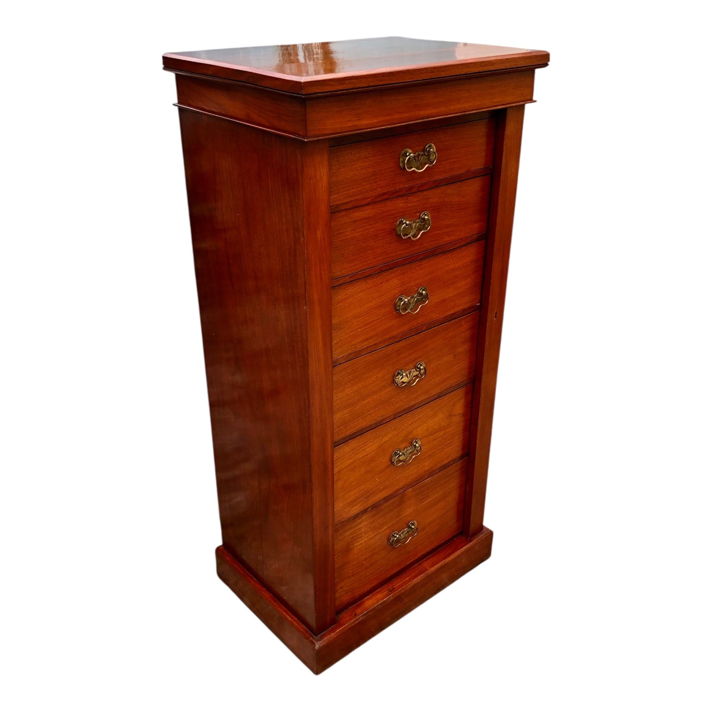 000505....Handsome Antique Walnut Wellington Chest Of Drawers