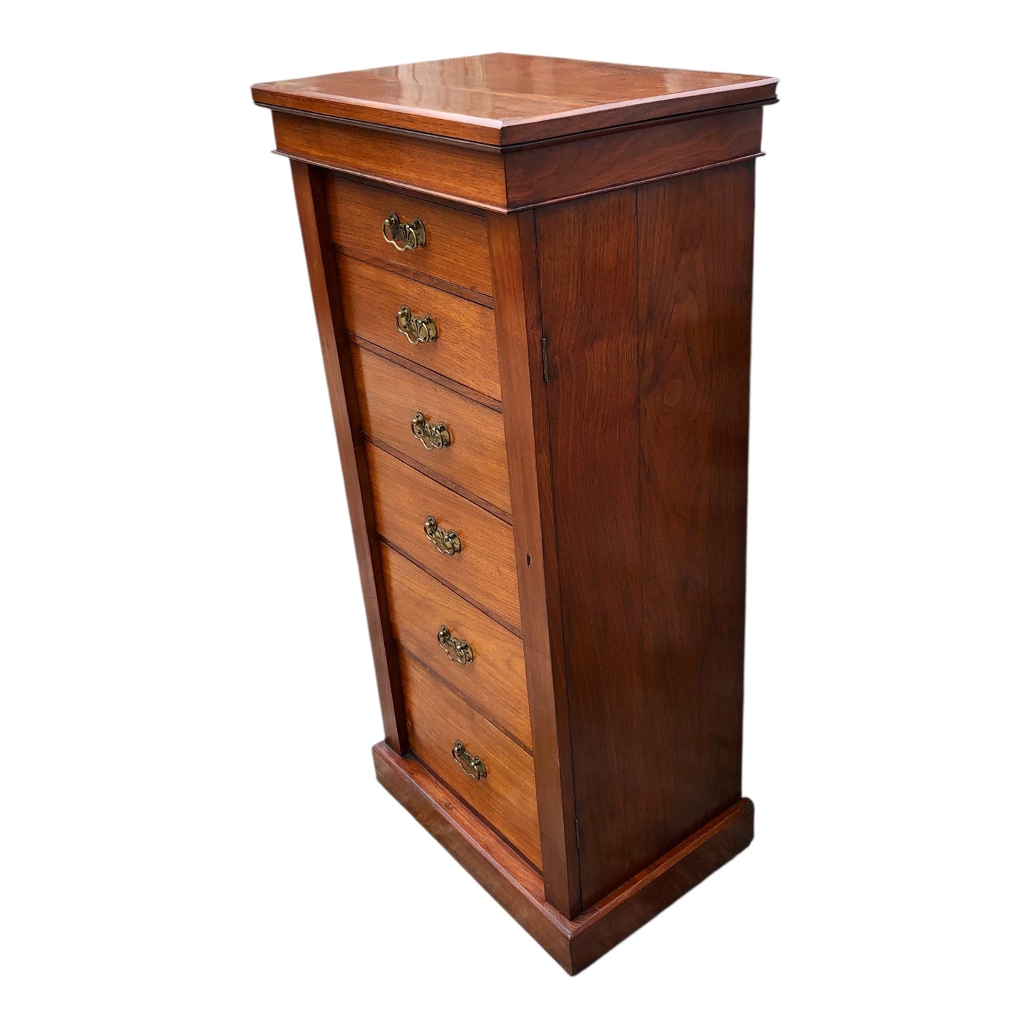 000505....Handsome Antique Walnut Wellington Chest Of Drawers