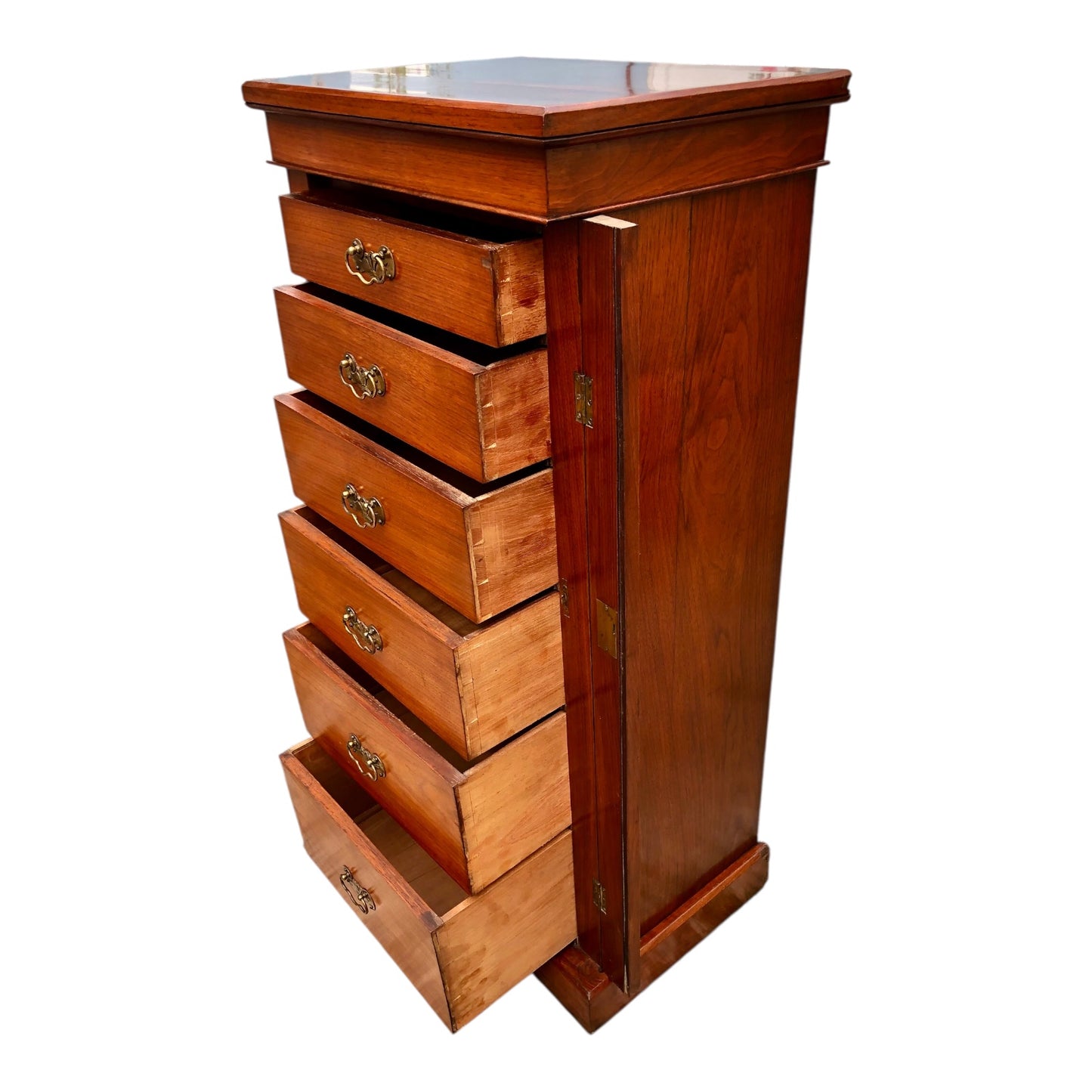 000505....Handsome Antique Walnut Wellington Chest Of Drawers