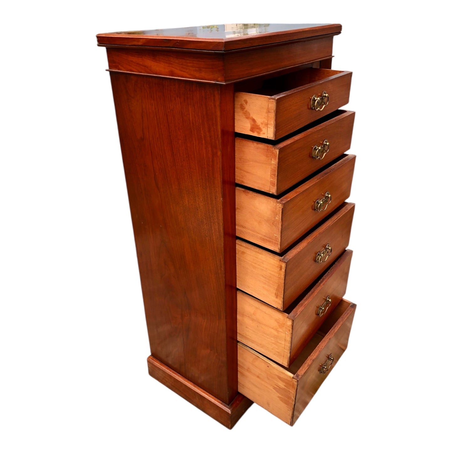 000505....Handsome Antique Walnut Wellington Chest Of Drawers