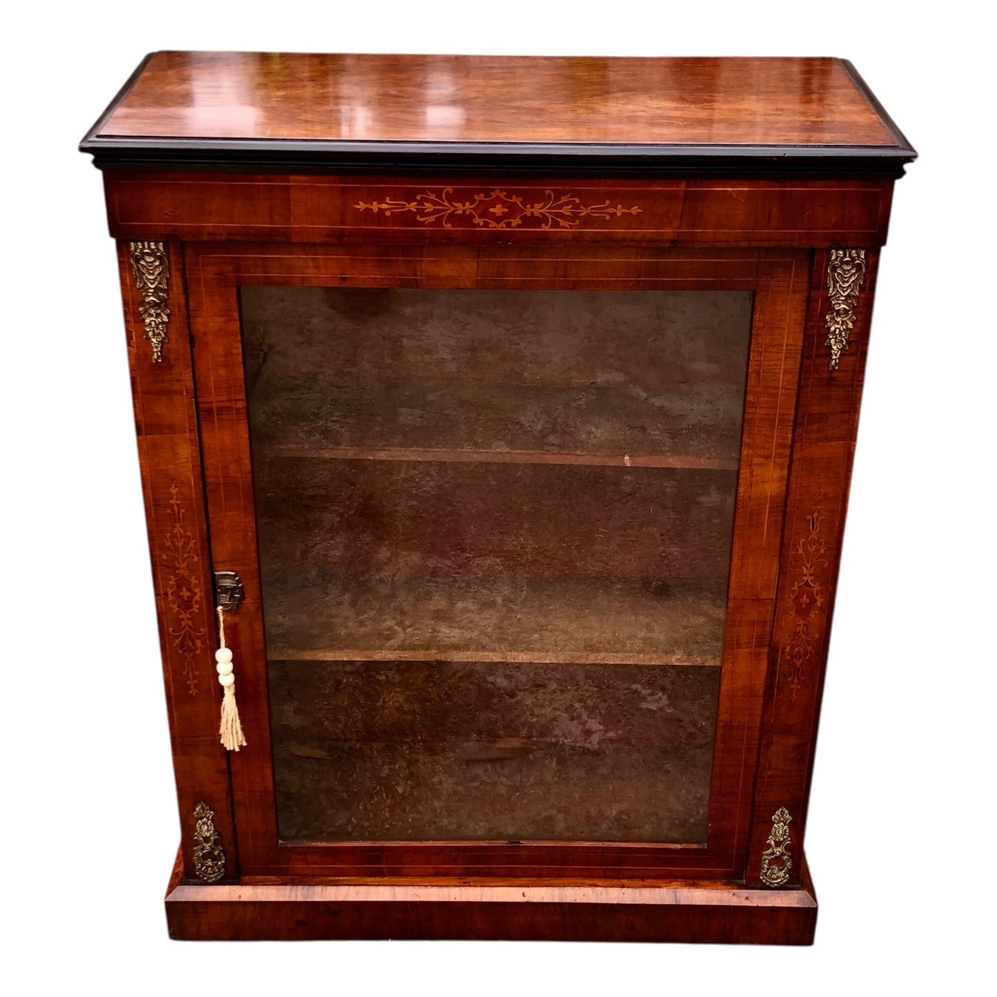 000504....Handsome Antique Walnut Pier Cabinet / Bookcase