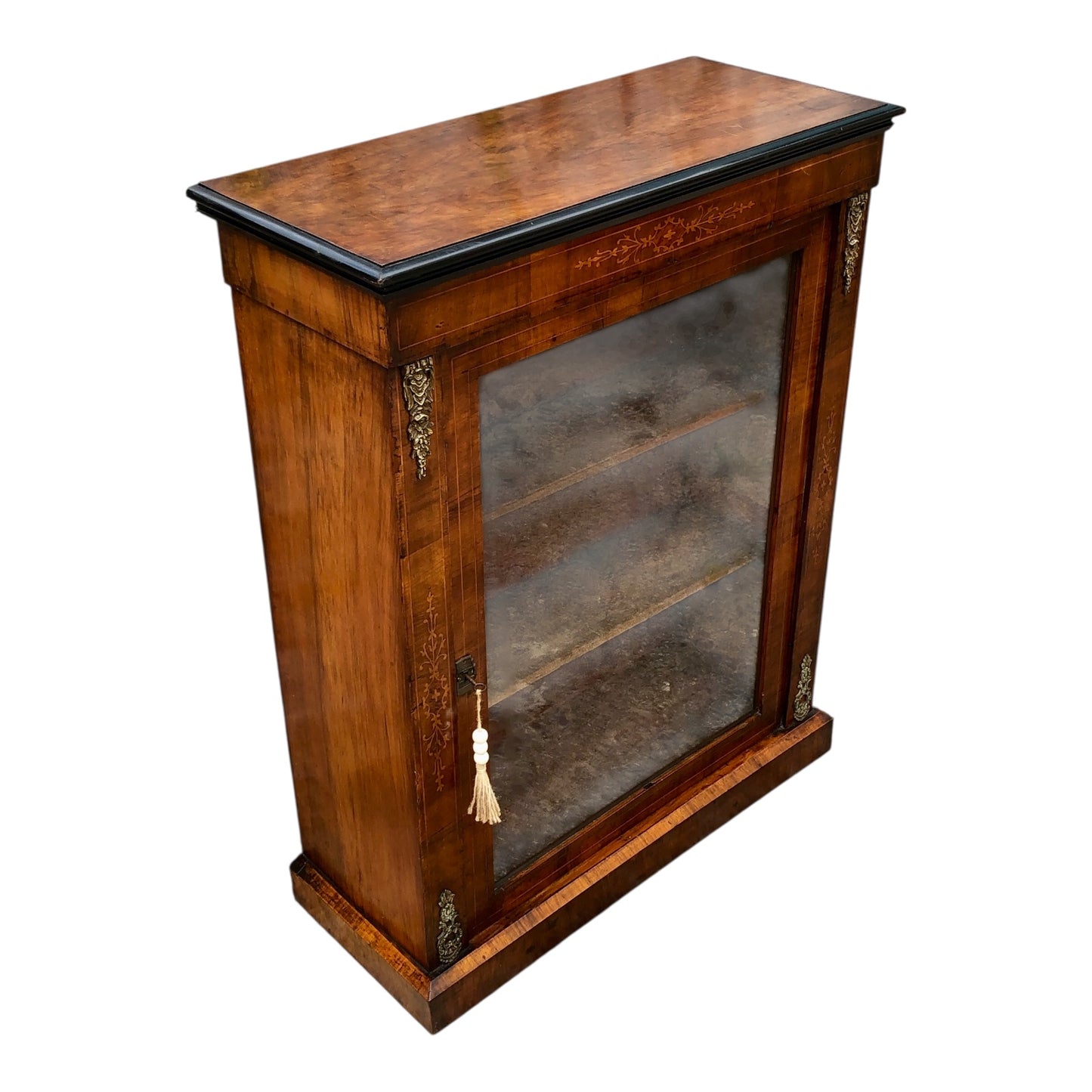 000504....Handsome Antique Walnut Pier Cabinet / Bookcase