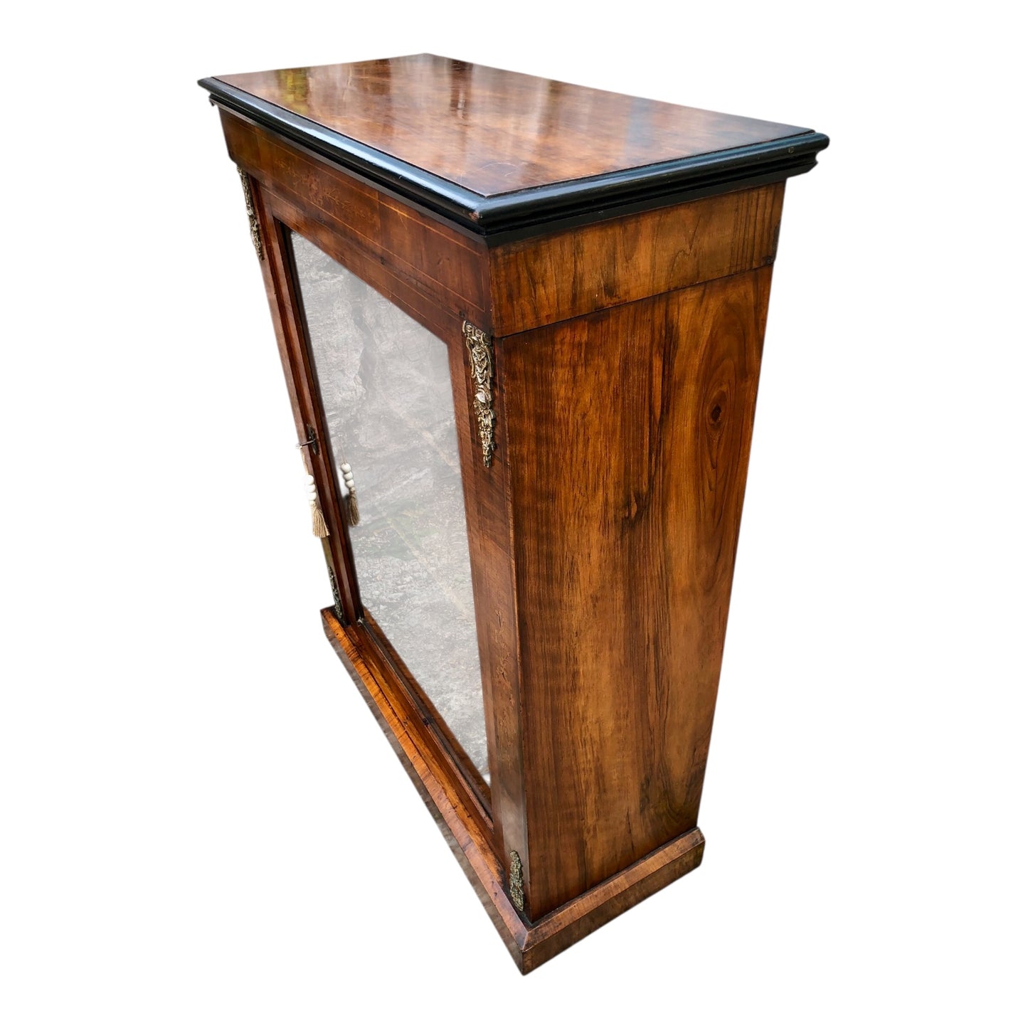 000504....Handsome Antique Walnut Pier Cabinet / Bookcase