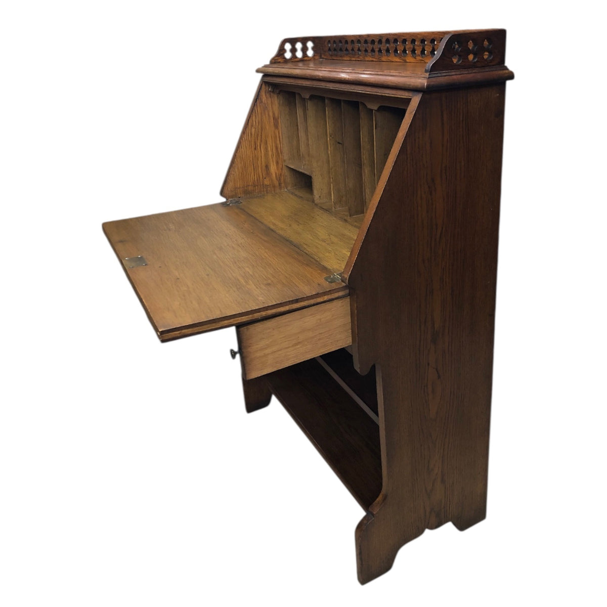 000494....Handsome Arts And Crafts Oak Bureau With Bookshelves