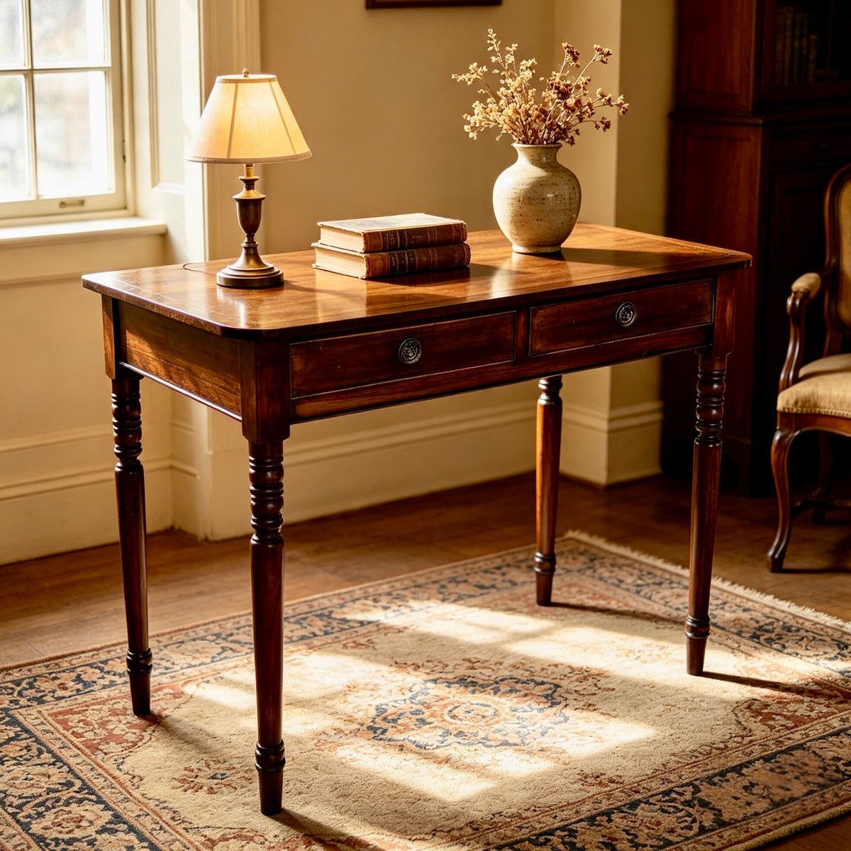 000493....Handsome Antique Regency Mahogany Writing Or Hall Table