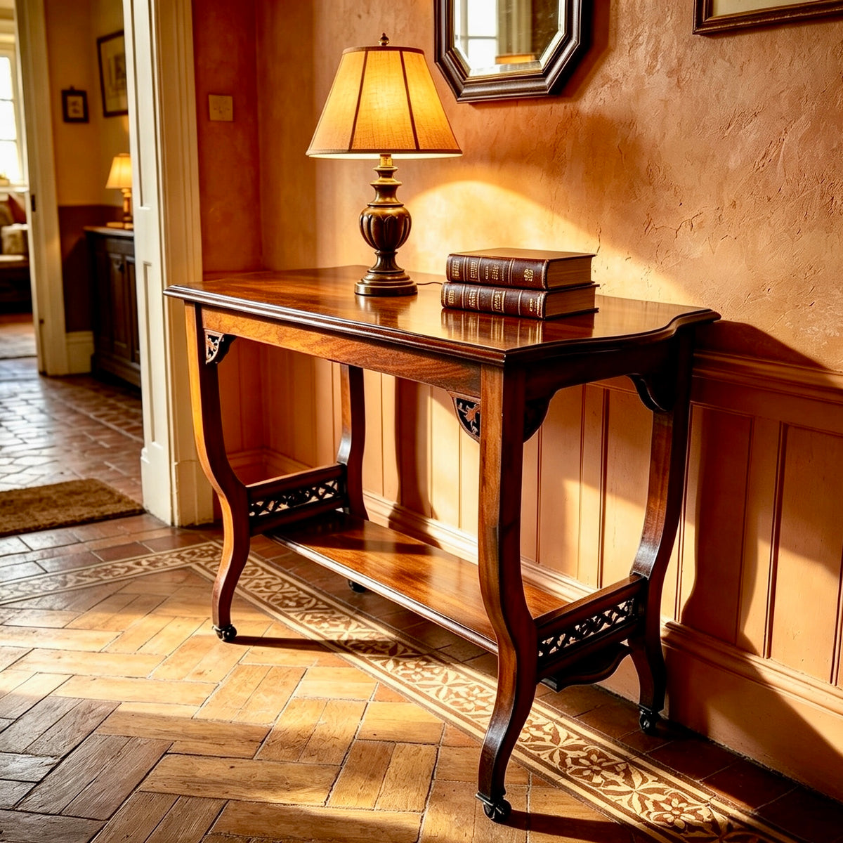 000492....Handsome Edwardian Walnut Hall Table