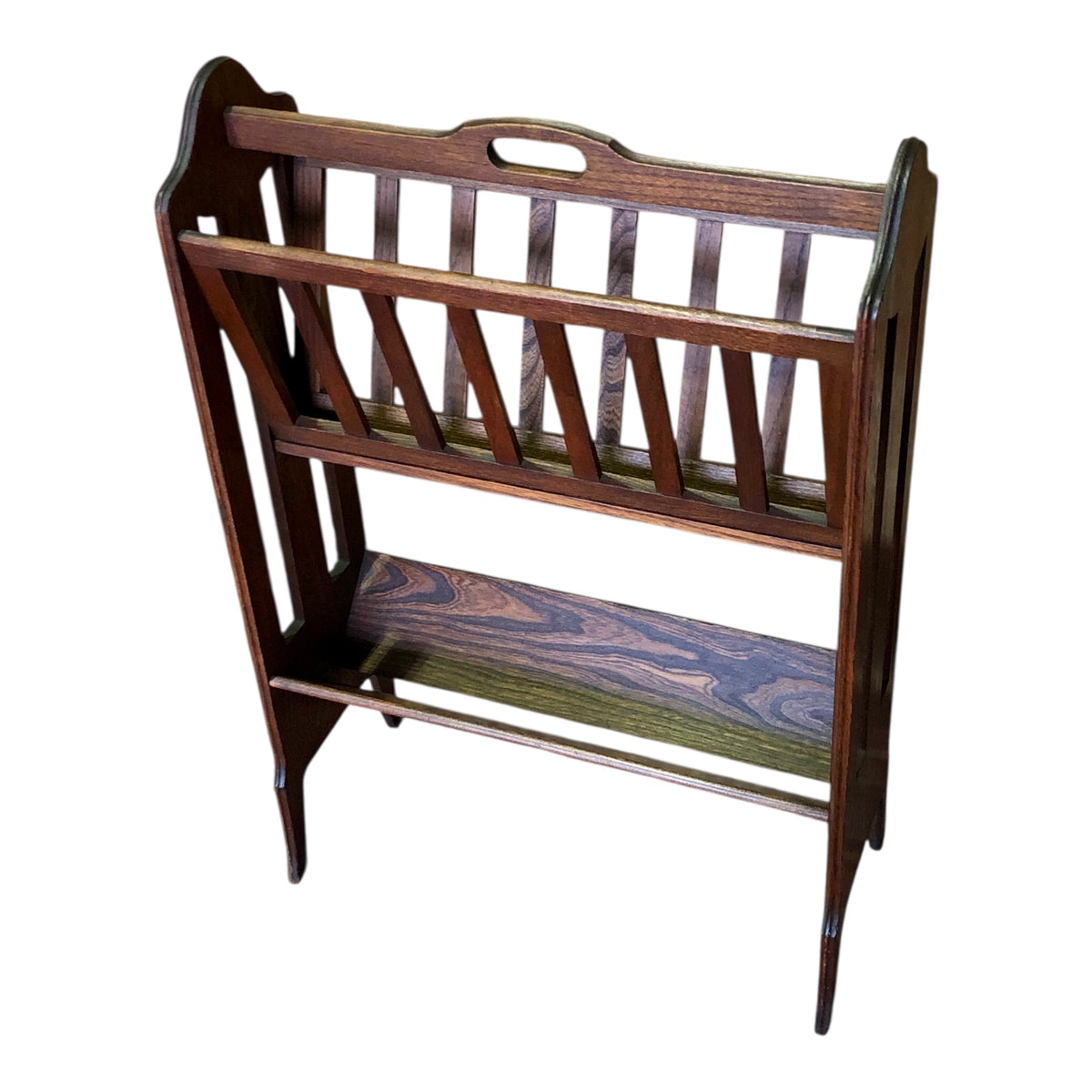 000491....Handsome Art Deco Oak Magazine Rack