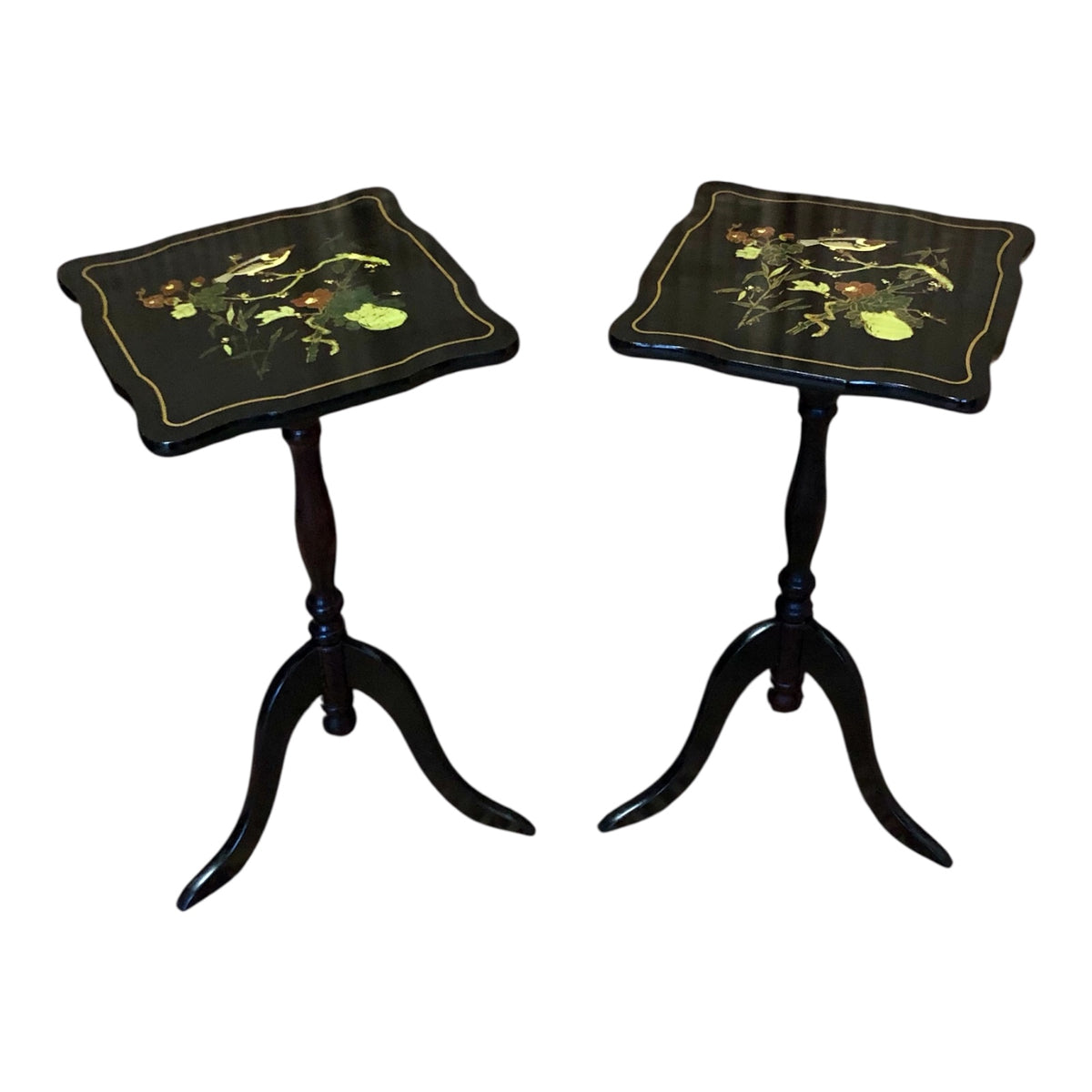 000488....Handsome Pair Of Oriental Lacquered Wine Tables