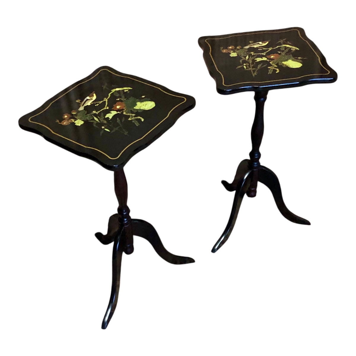 000488....Handsome Pair Of Oriental Lacquered Wine Tables