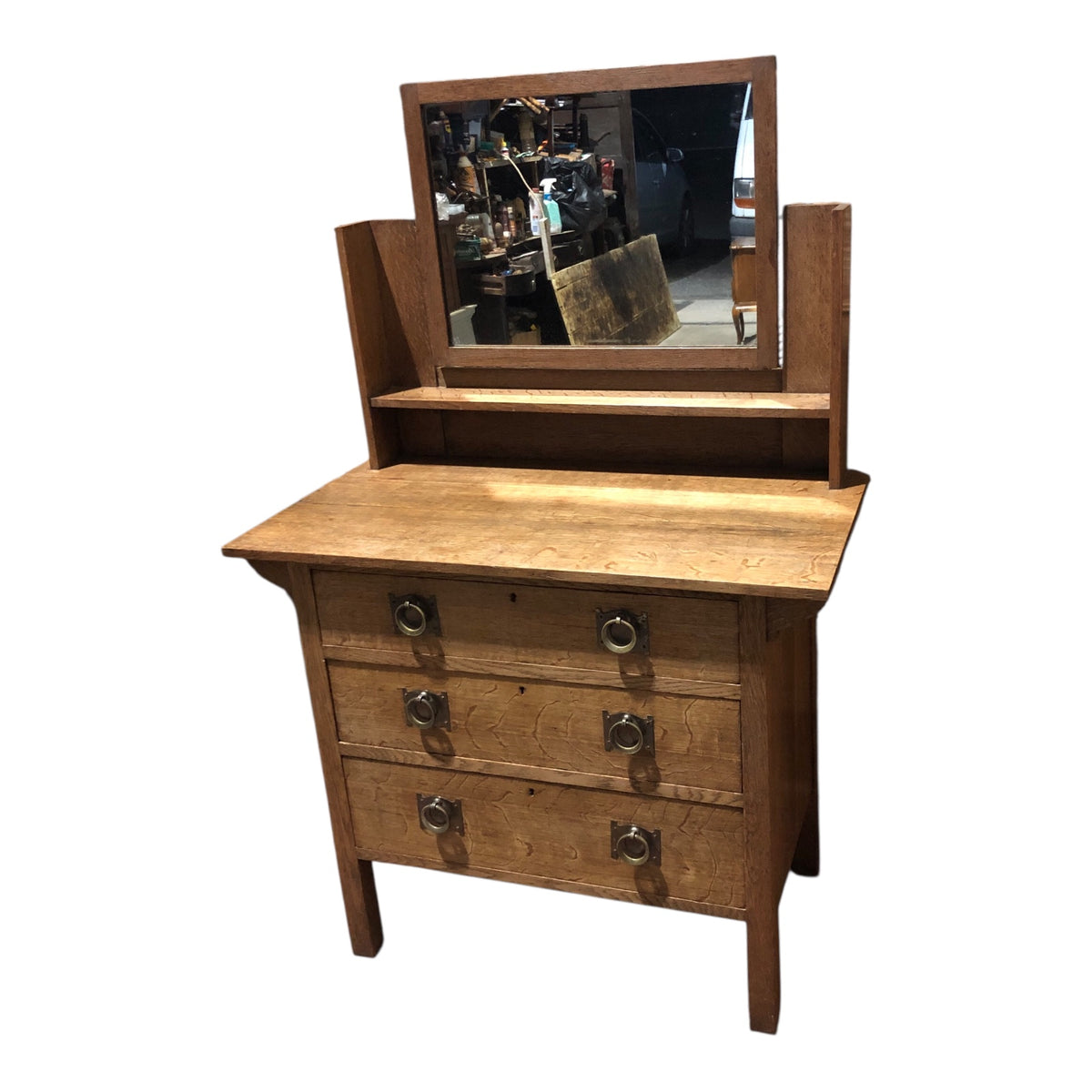 000484....Handsome Arts And Crafts Oak Dressing Table/Chest