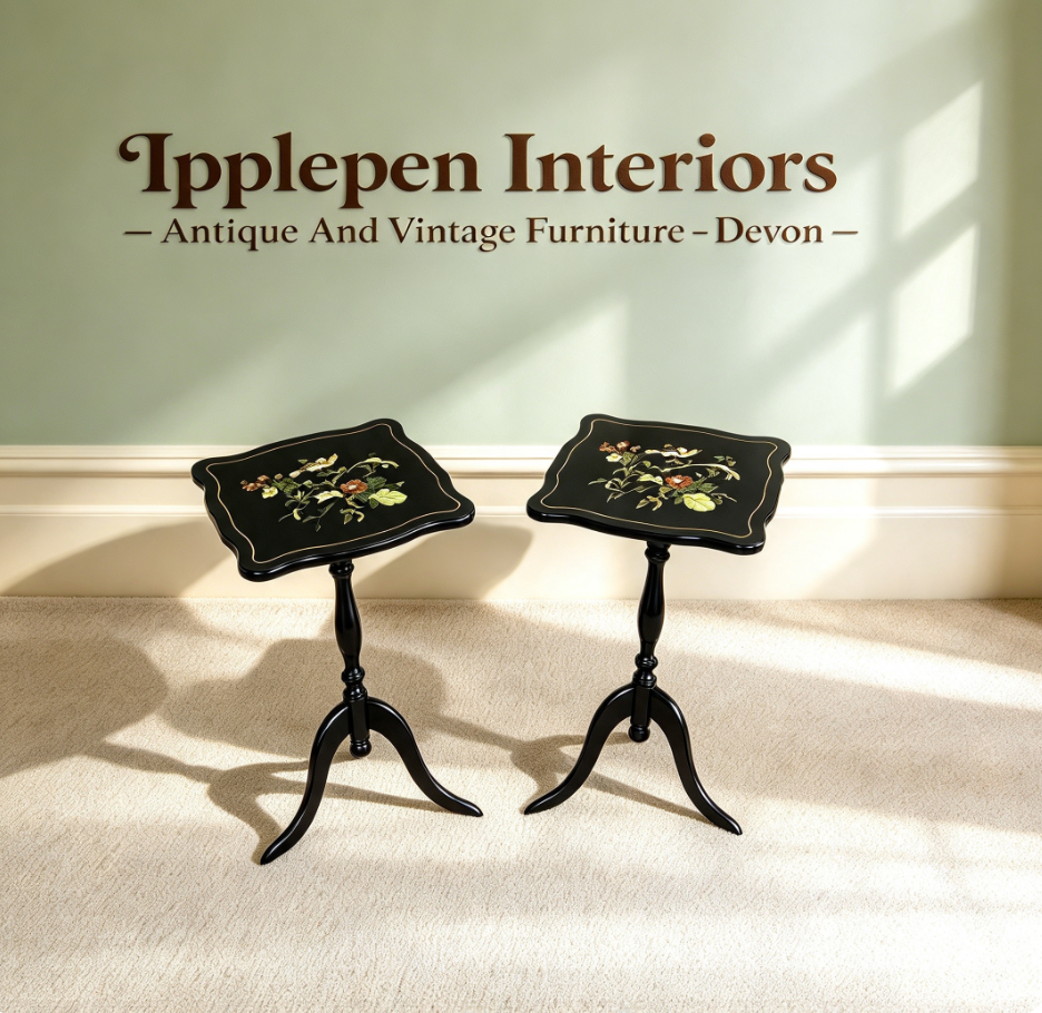000488....Handsome Pair Of Oriental Lacquered Wine Tables