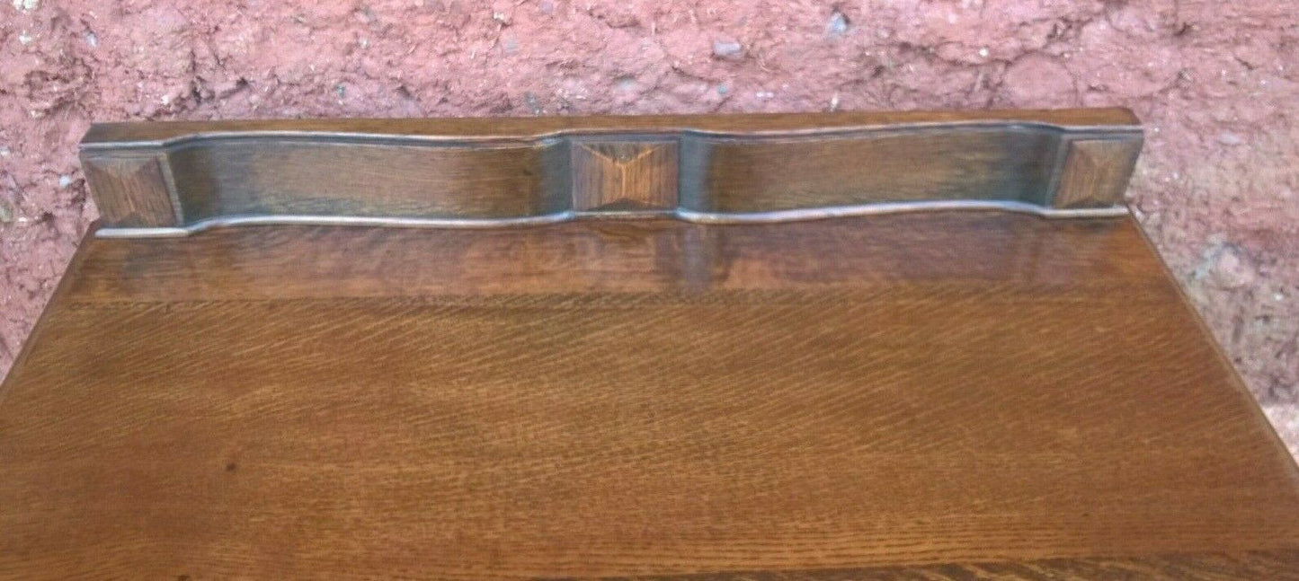 Superb Carved Oak Side Table / Vintage Writing Table