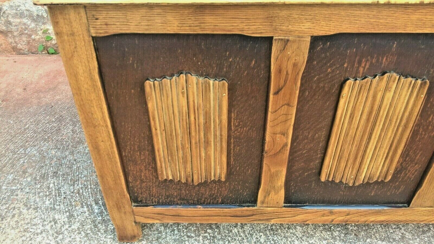 Vintage Oak Coffer / Linen Fold Blanket Box / Oak Chest