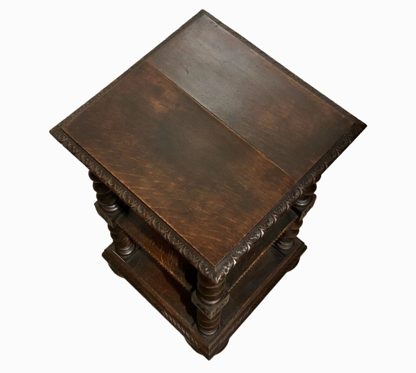 000875....Handsome Gothic Style Oak Etagere / Display Table