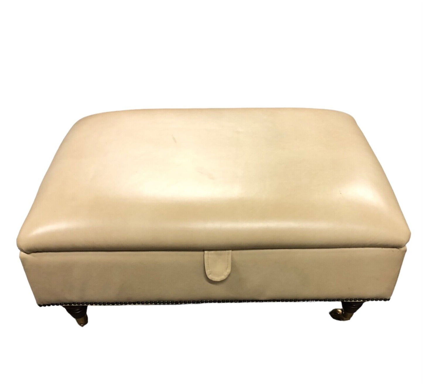 000892....Handsome Large Cream Leather Stool