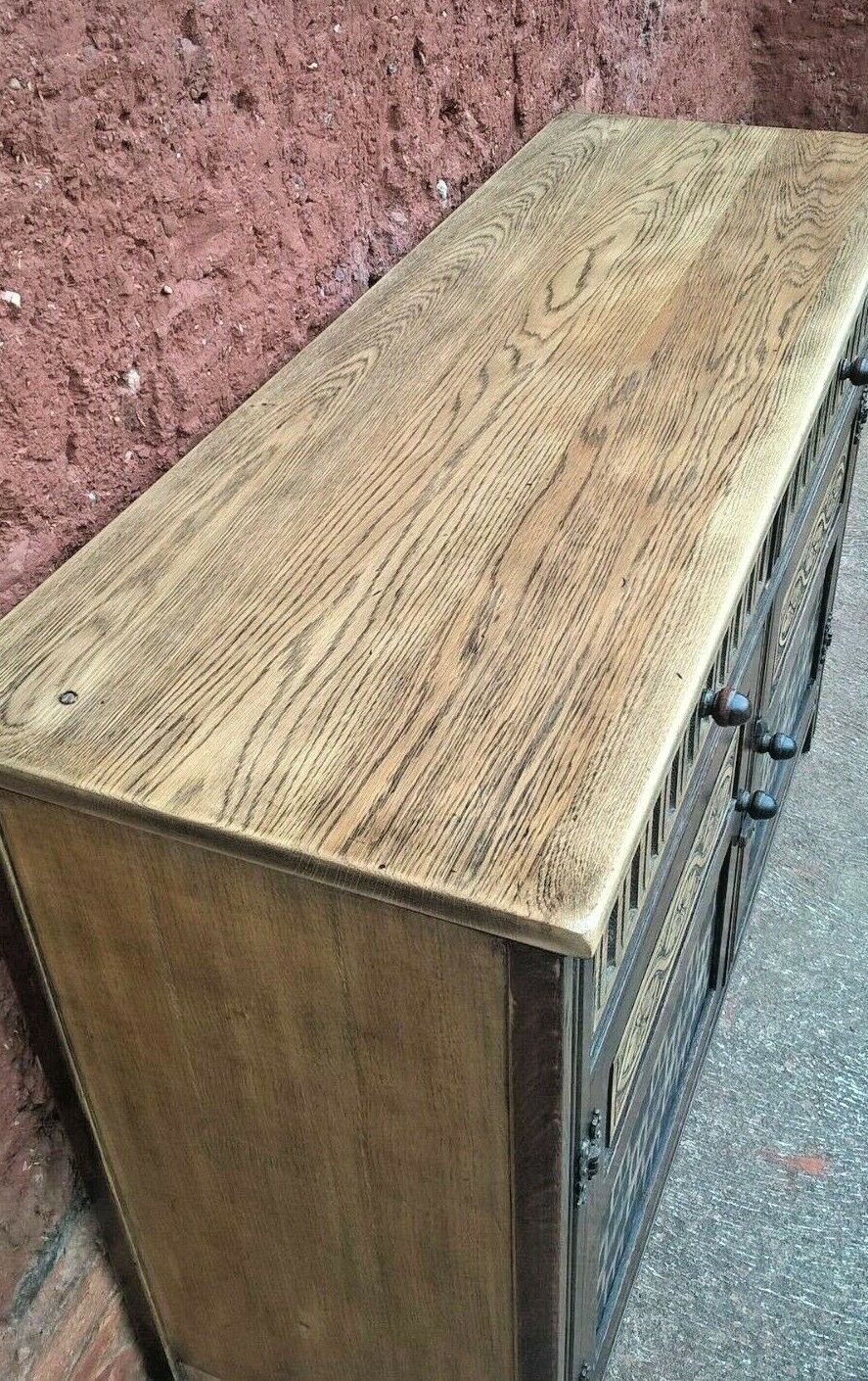 Vintage Carved Oak Dresser Base Old Charm Style Sideboard