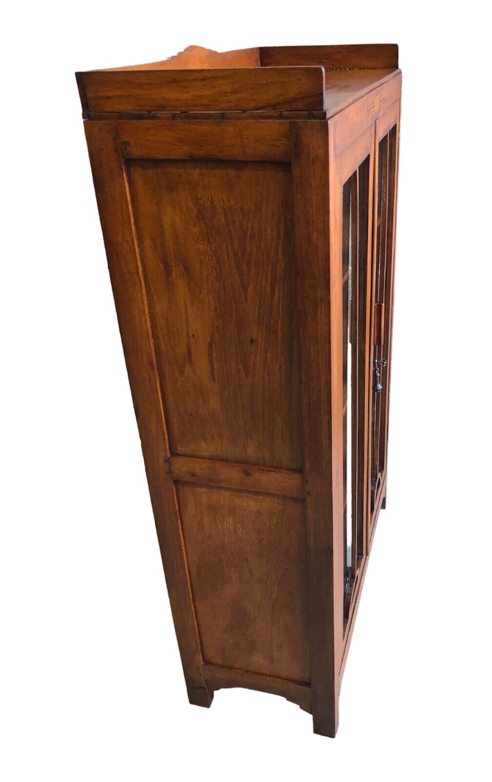 000883...Handsome Art Deco Walnut Glazed Cabinet / Bookcase