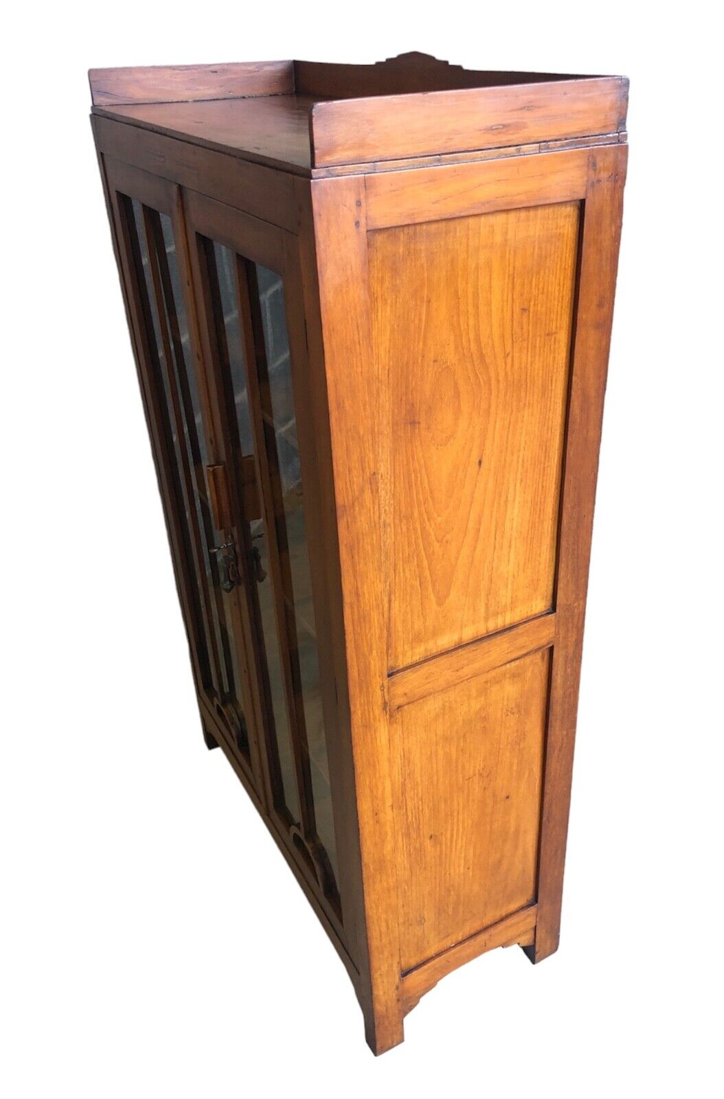 000883...Handsome Art Deco Walnut Glazed Cabinet / Bookcase