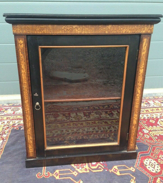 217.....Gorgeous Antique Ebonised Glazed Cabinet / Antique Medicine Cupboard