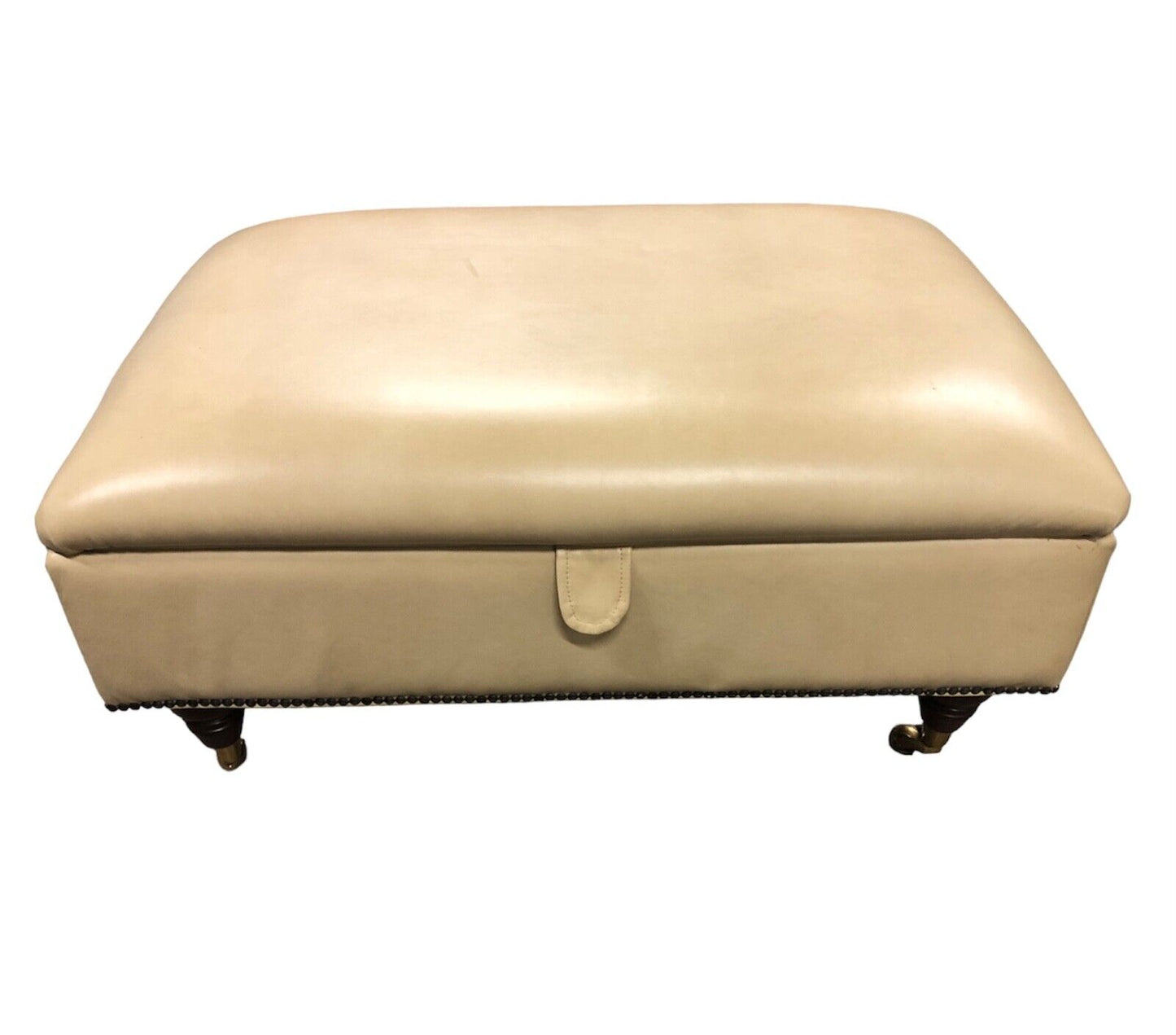 000892....Handsome Large Cream Leather Stool