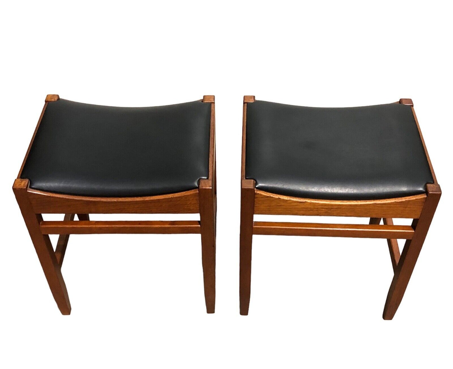 000873....Handsome Pair Of Retro Teak Stools ( sold )