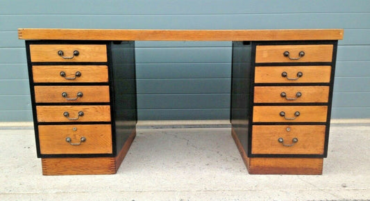 219.....Large Vintage Oak Desk / Industrial Style Desk