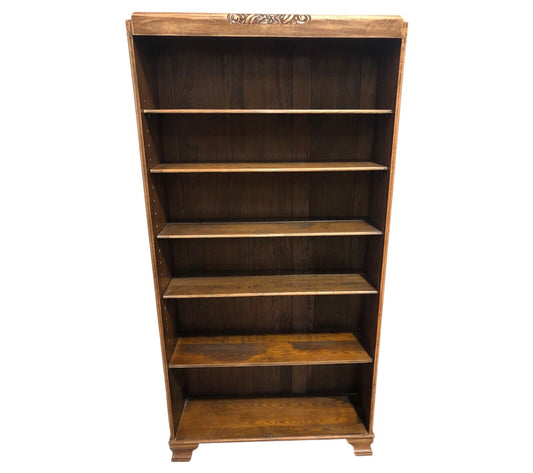 000876....Handsome Vintage Oak Bookcase / Open Bookshelves (sold )