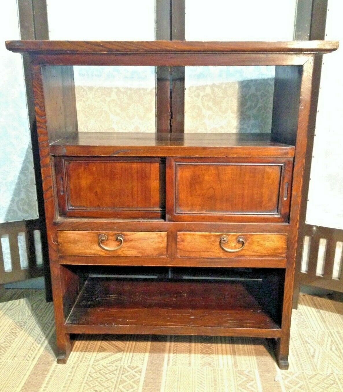 376.....Vintage Oriental Bookcase With Drawers / Oriental Cabinet ( SOLD )