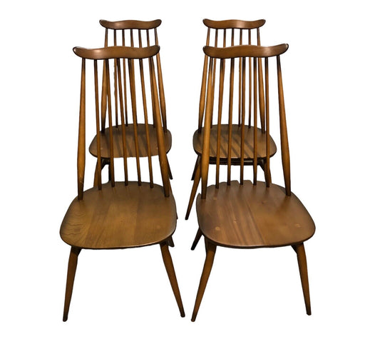 000874....Handsome Set Of Four Retro Ercol Goldsmiths Chairs / Ercol Dining Chairs( sold )