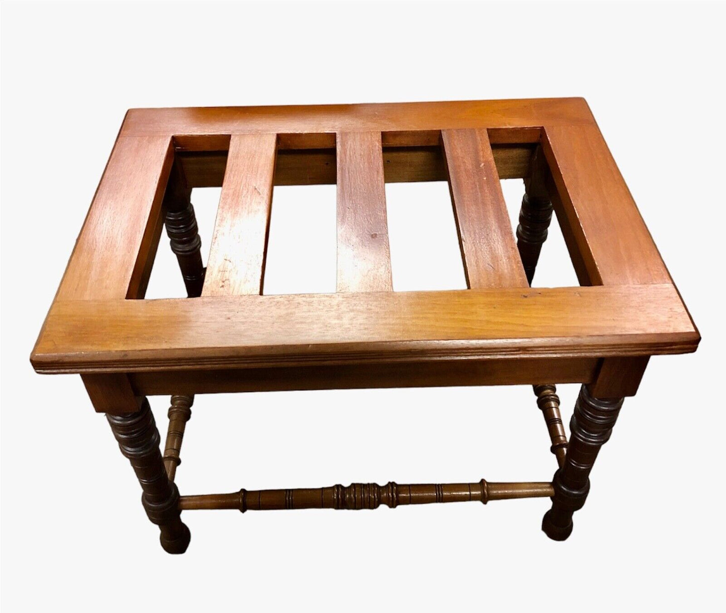 000890....Handsome Antique Walnut Luggage Stand / Luggage Rack ( sold )