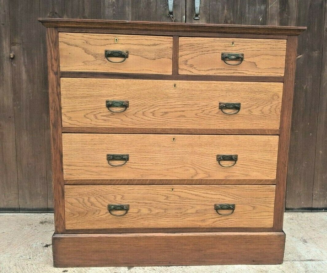 Handsome Arts And Crafts Oak Chest....Oak Chest Of Drawers
