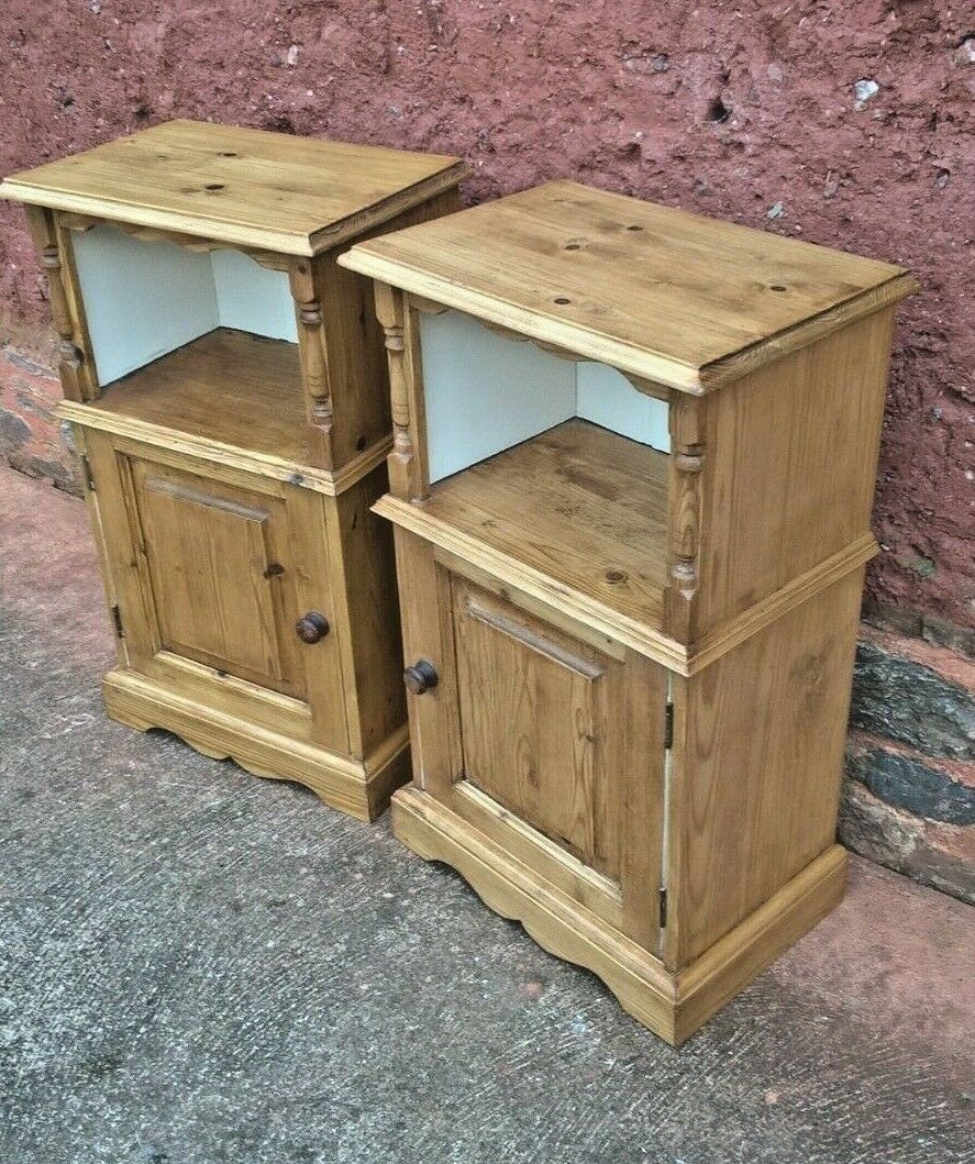 Vintage Pine Bedside Cabinets / Pair Pine Bedside Tables