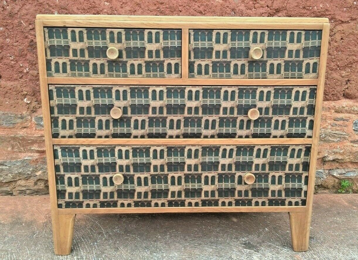 317.....Retro Oak Chest Drawers Upcycled Retro Chest ( SOLD )
