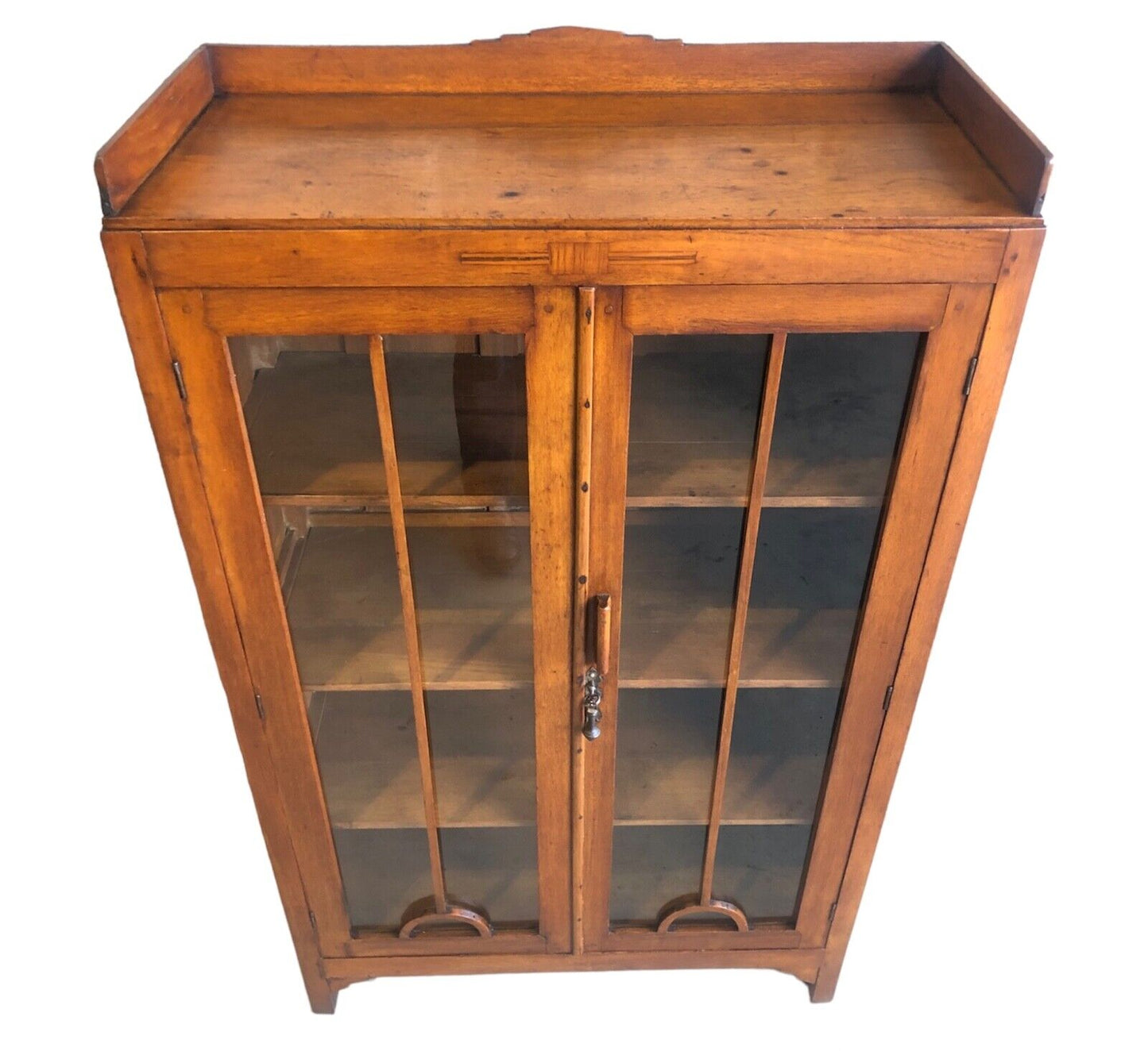 000883...Handsome Art Deco Walnut Glazed Cabinet / Bookcase