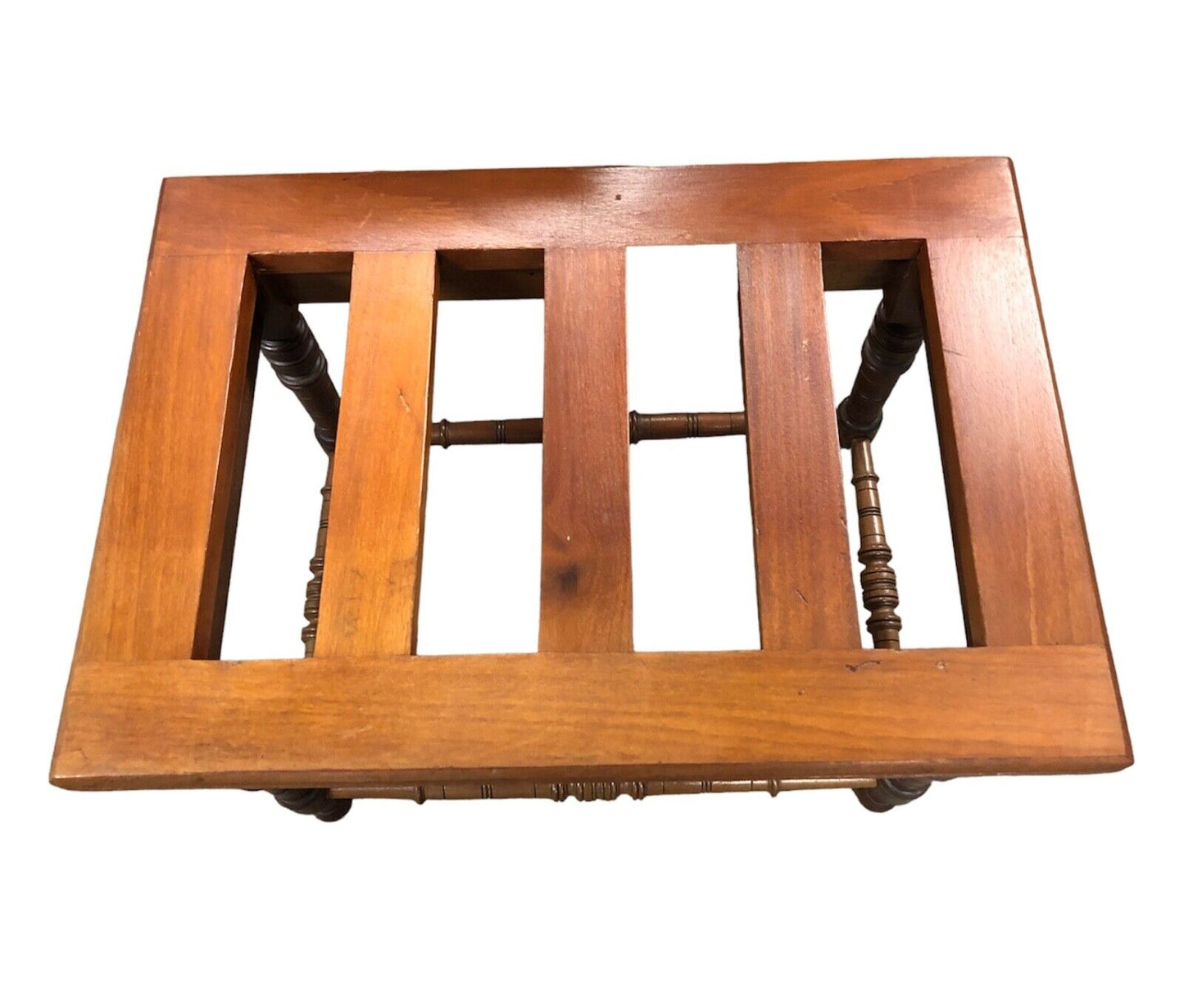 000890....Handsome Antique Walnut Luggage Stand / Luggage Rack ( sold )