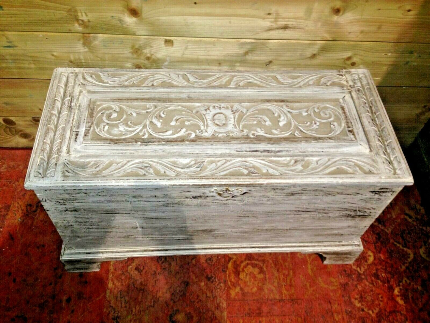 000968...Gorgeous Antique Carved Coffer / Smaller Antique Storage Chest (sold)
