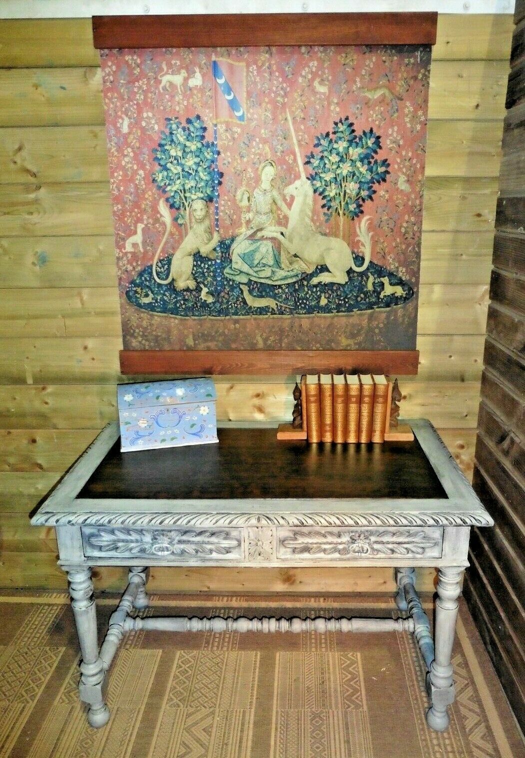 398......Stunning Antique Carved Oak Library Table / Antique Desk ( SOLD )