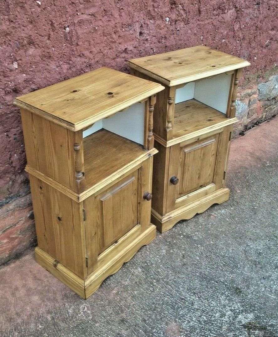 Vintage Pine Bedside Cabinets / Pair Pine Bedside Tables