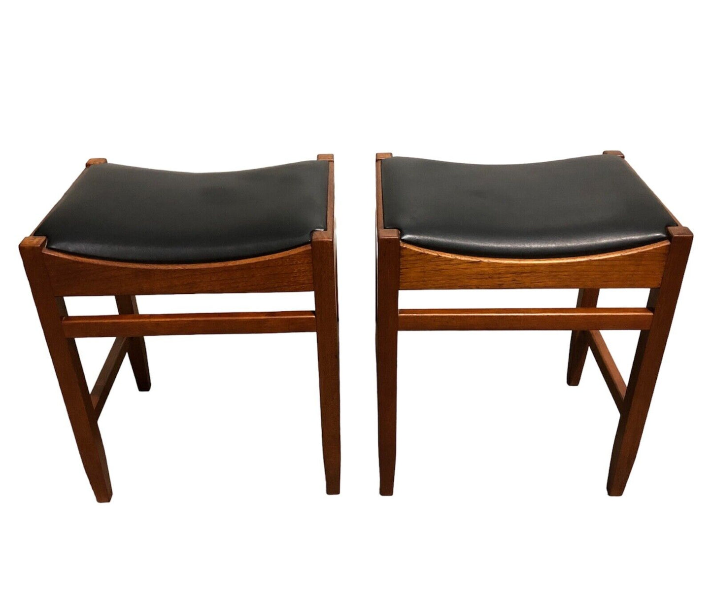 000873....Handsome Pair Of Retro Teak Stools ( sold )