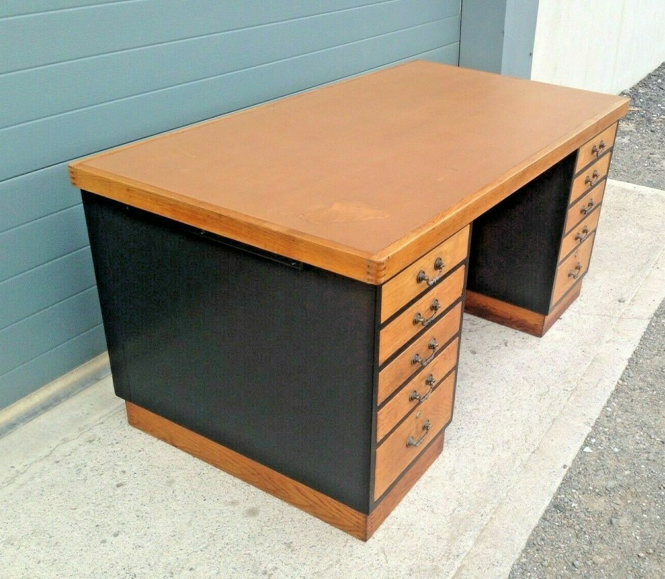 219.....Large Vintage Oak Desk / Industrial Style Desk