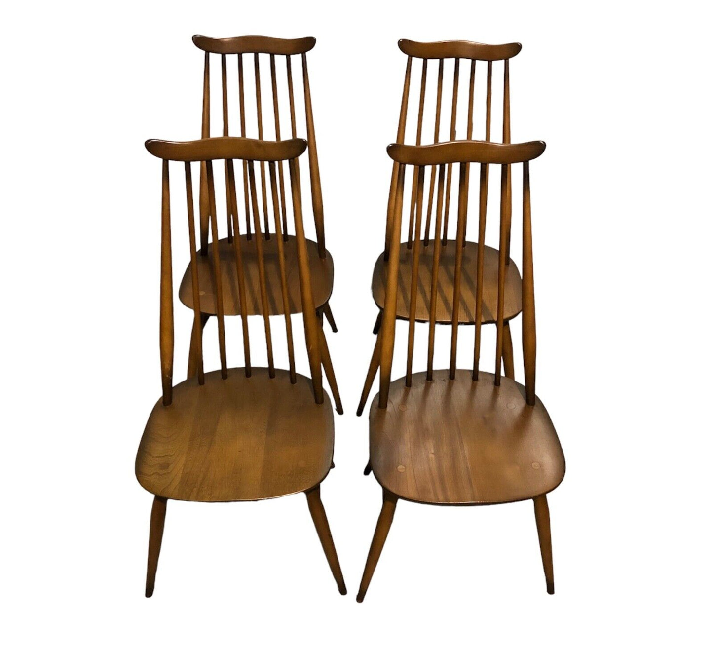 000874....Handsome Set Of Four Retro Ercol Goldsmiths Chairs / Ercol Dining Chairs( sold )