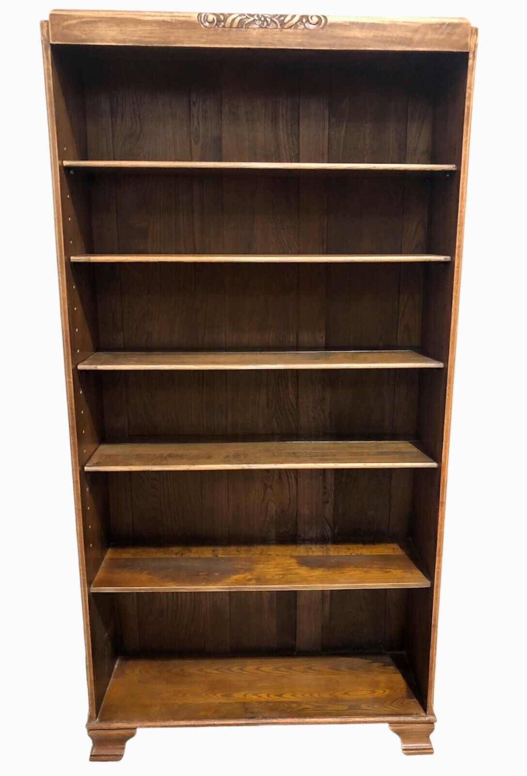 000876....Handsome Vintage Oak Bookcase / Open Bookshelves (sold )