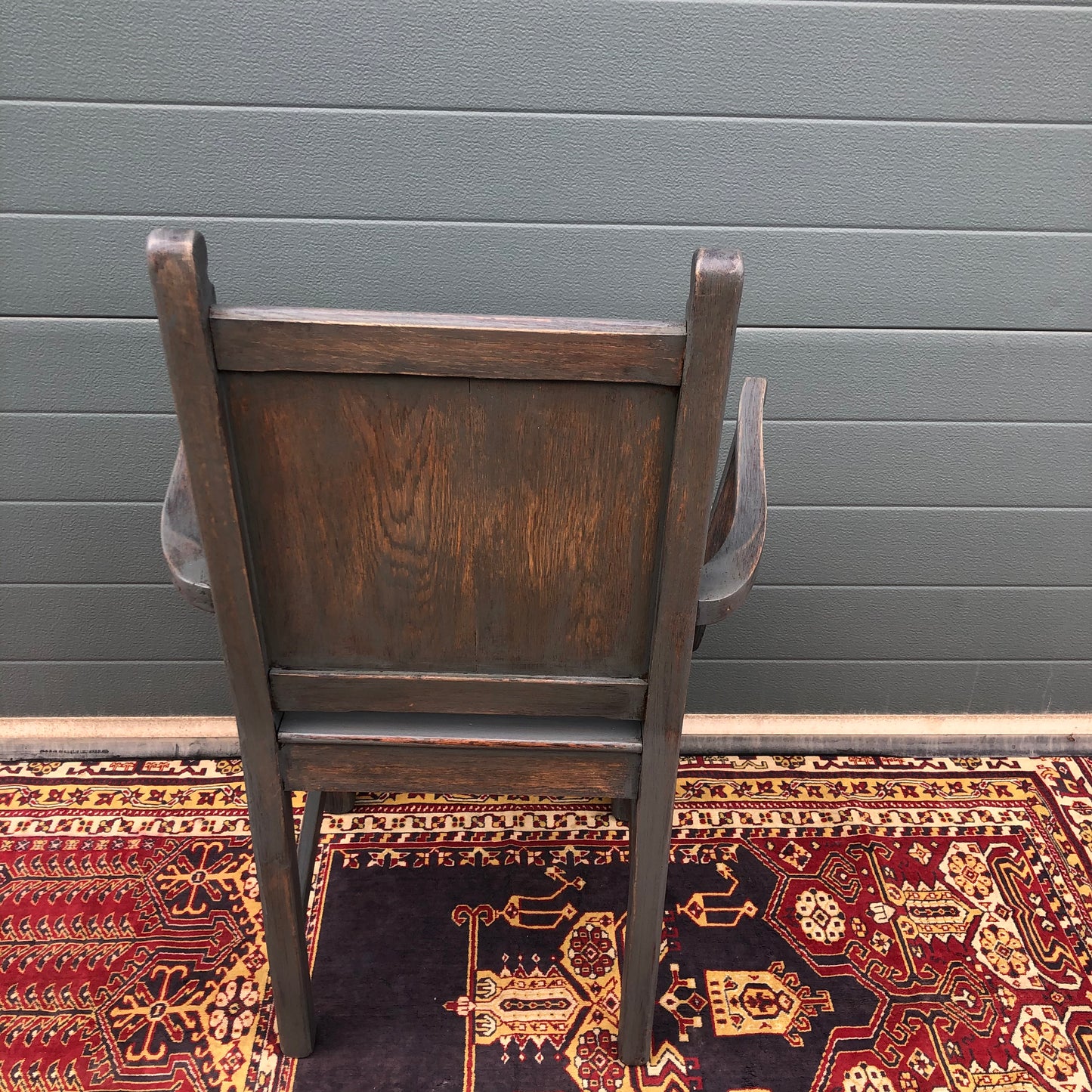 A Pair Of Carved Oak Carver Chairs / Vintage Hall Chairs ( SOLD )