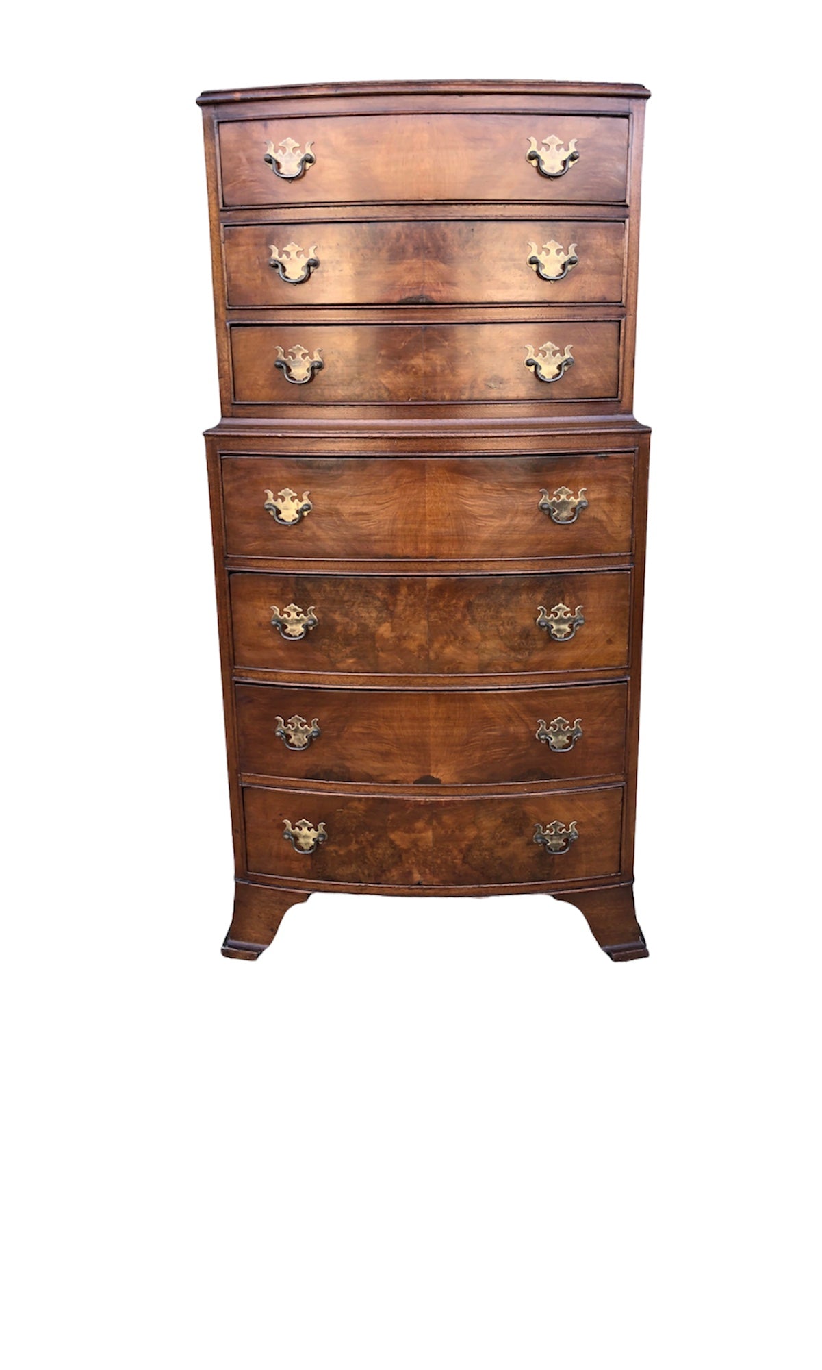 000917....Handsome Vintage Small Walnut Tallboy Chest Of Drawers ( sold )