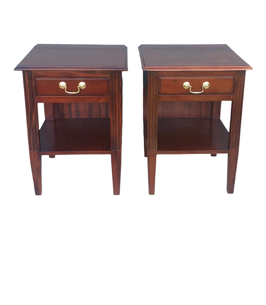 000916....Handsome Pair Of Vintage Mahogany Bedside Tables ( sold )