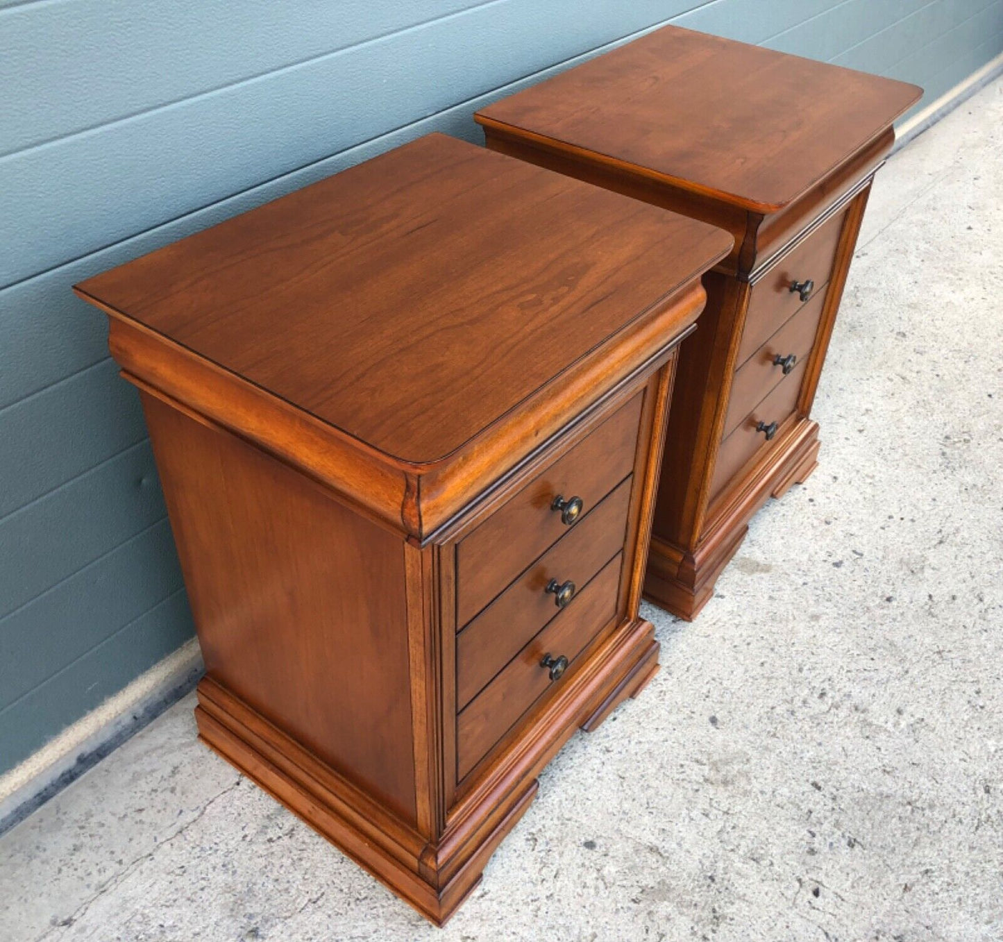 000894....Handsome Pair Of Vintage Bedside Chests / Bedside Tables ( sold )