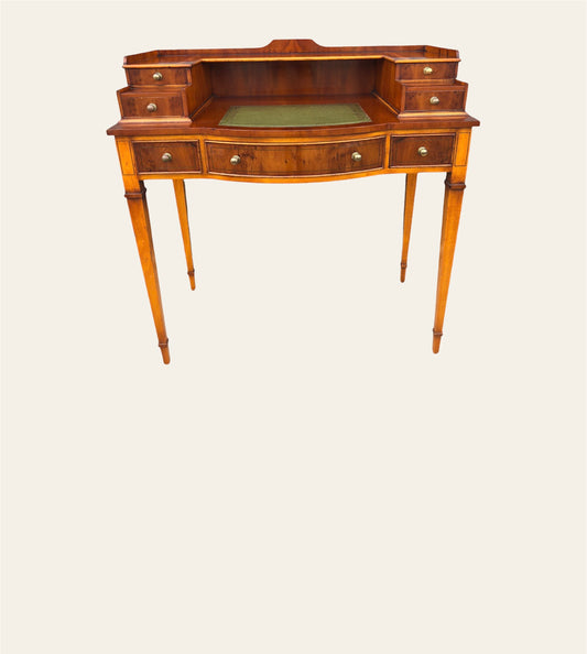 000954....Handsome Vintage Yew Wood Writing Desk ( sold )