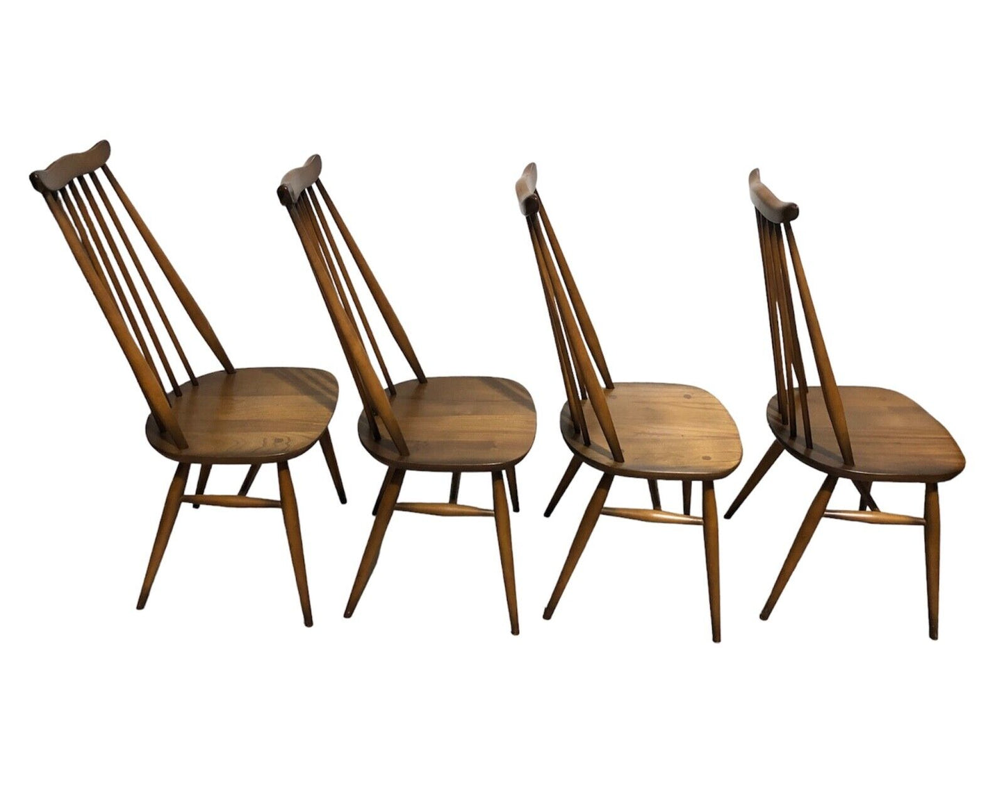 000874....Handsome Set Of Four Retro Ercol Goldsmiths Chairs / Ercol Dining Chairs( sold )