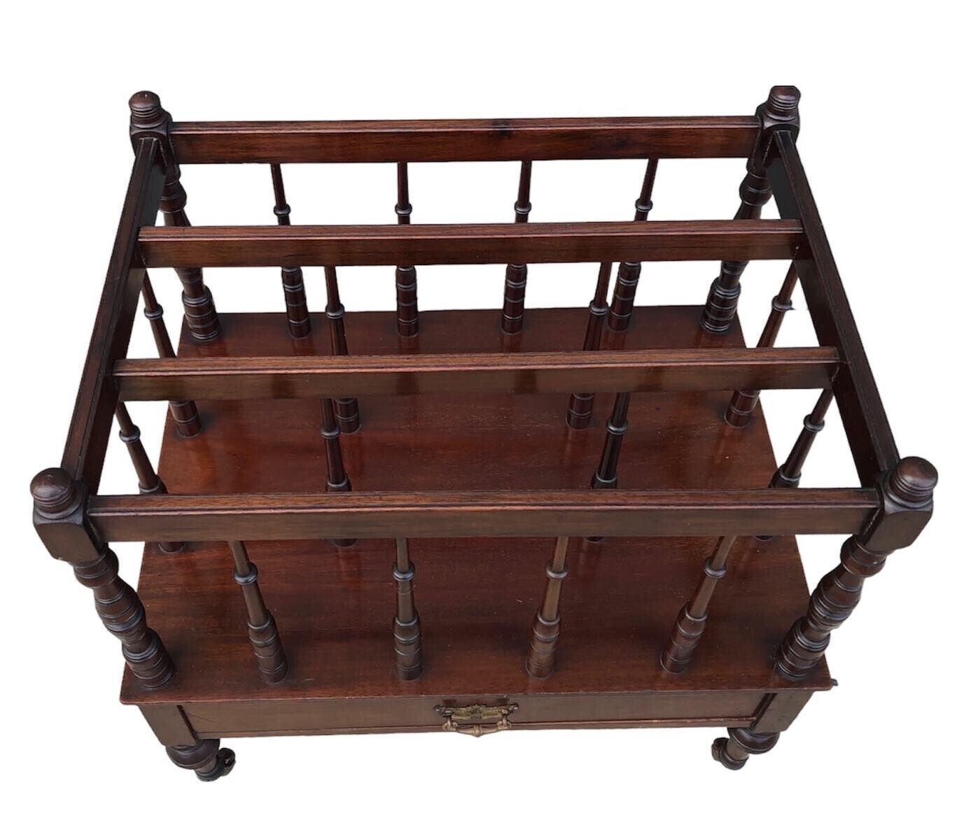 000900....Antique Mahogany Canterbury / Magazine Rack