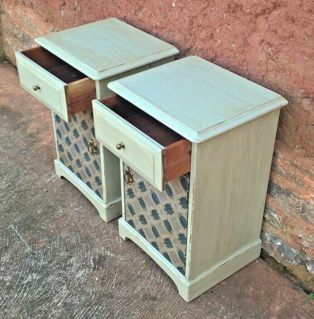 Pair Of Vintage Bedside Cabinets / Upcycled Bedside Tables
